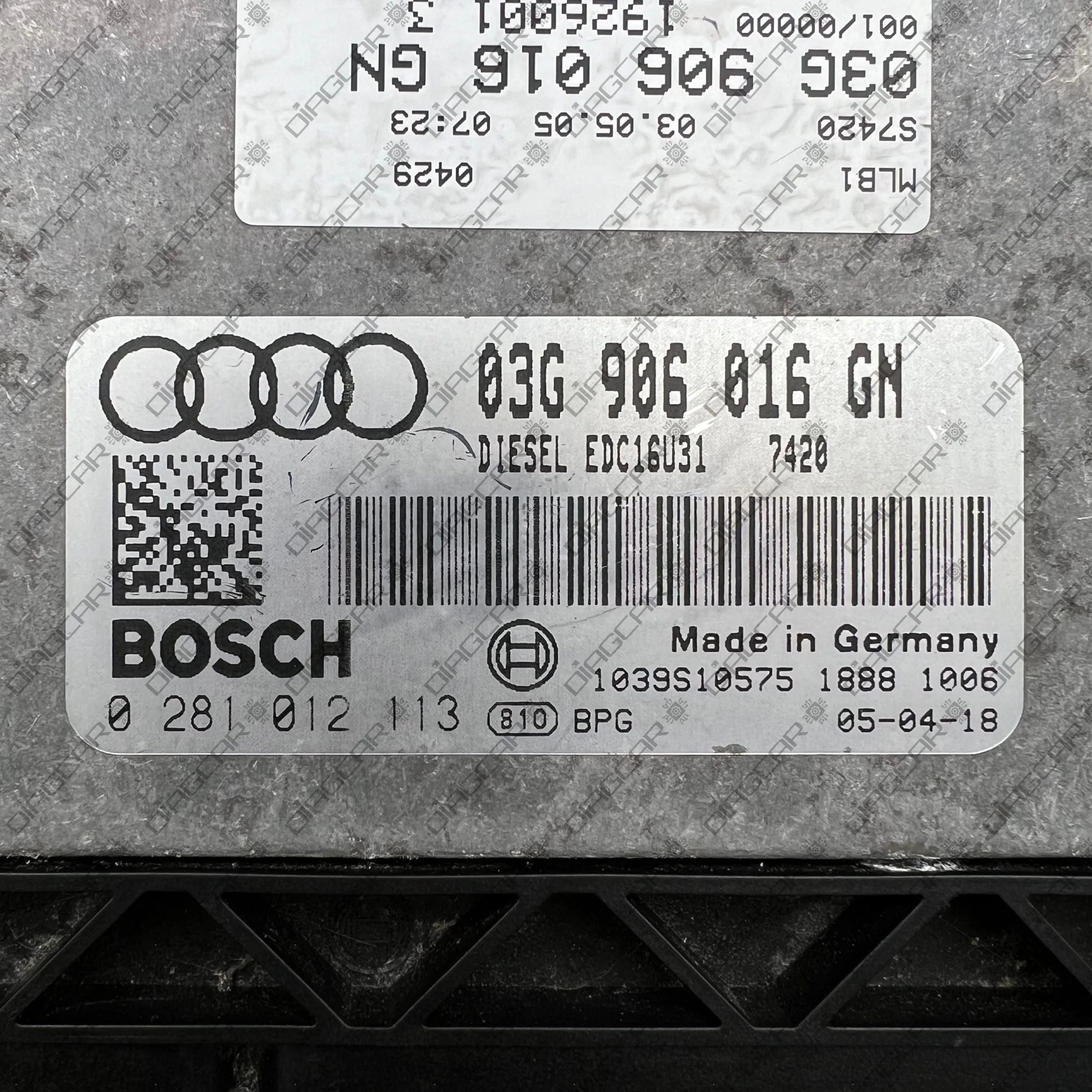 AUDI A4 1968cc 103kw BLB 2005 03G906016GN BOSCH EDC16U31 0281012113 FOTO ETIQUETA by DIAGCAR