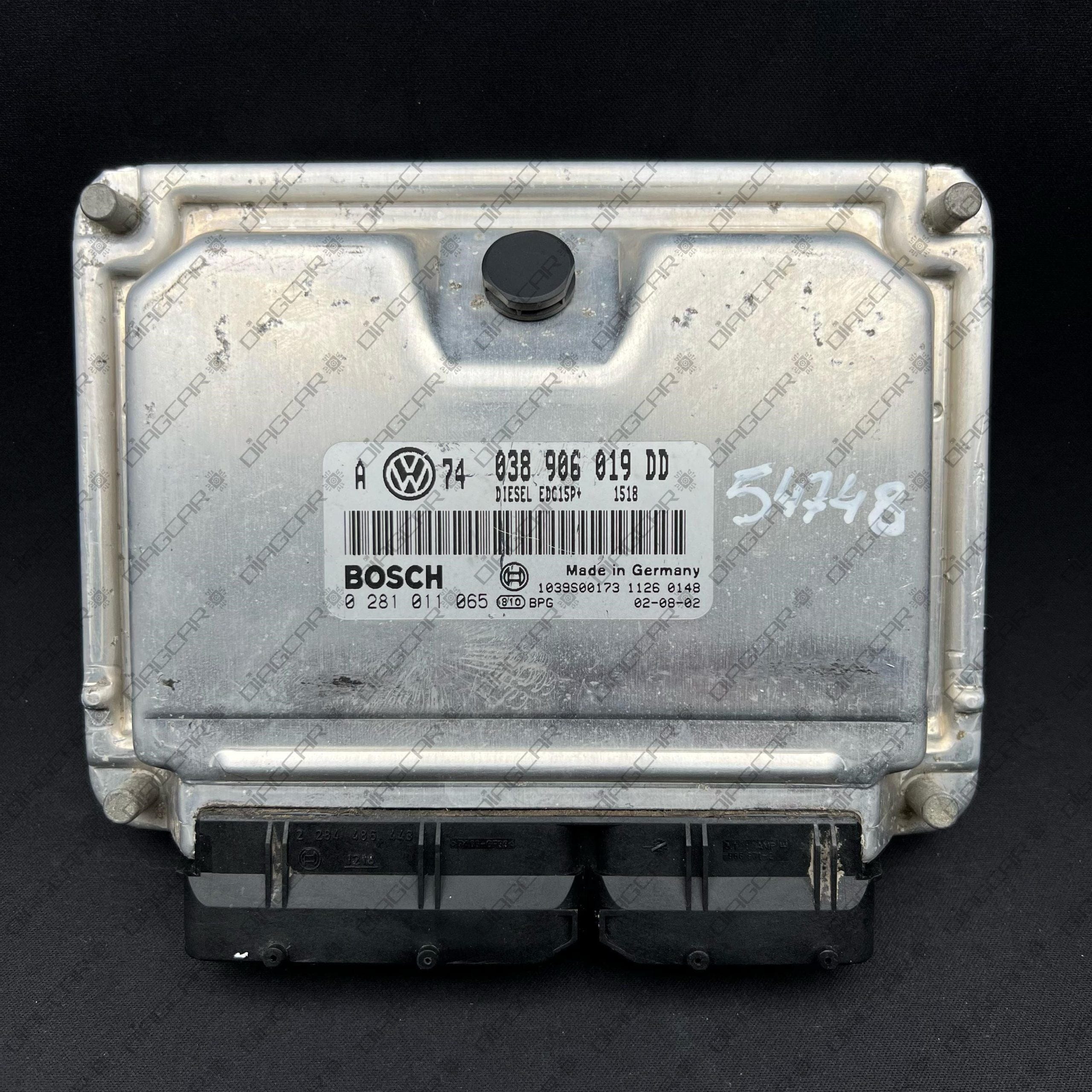 VW GOLF IV 1896cc 74kw ATD 2002 038906019DD BOSCH EDC15P+ 0281011065 FOTO CARCASA by DIAGCAR