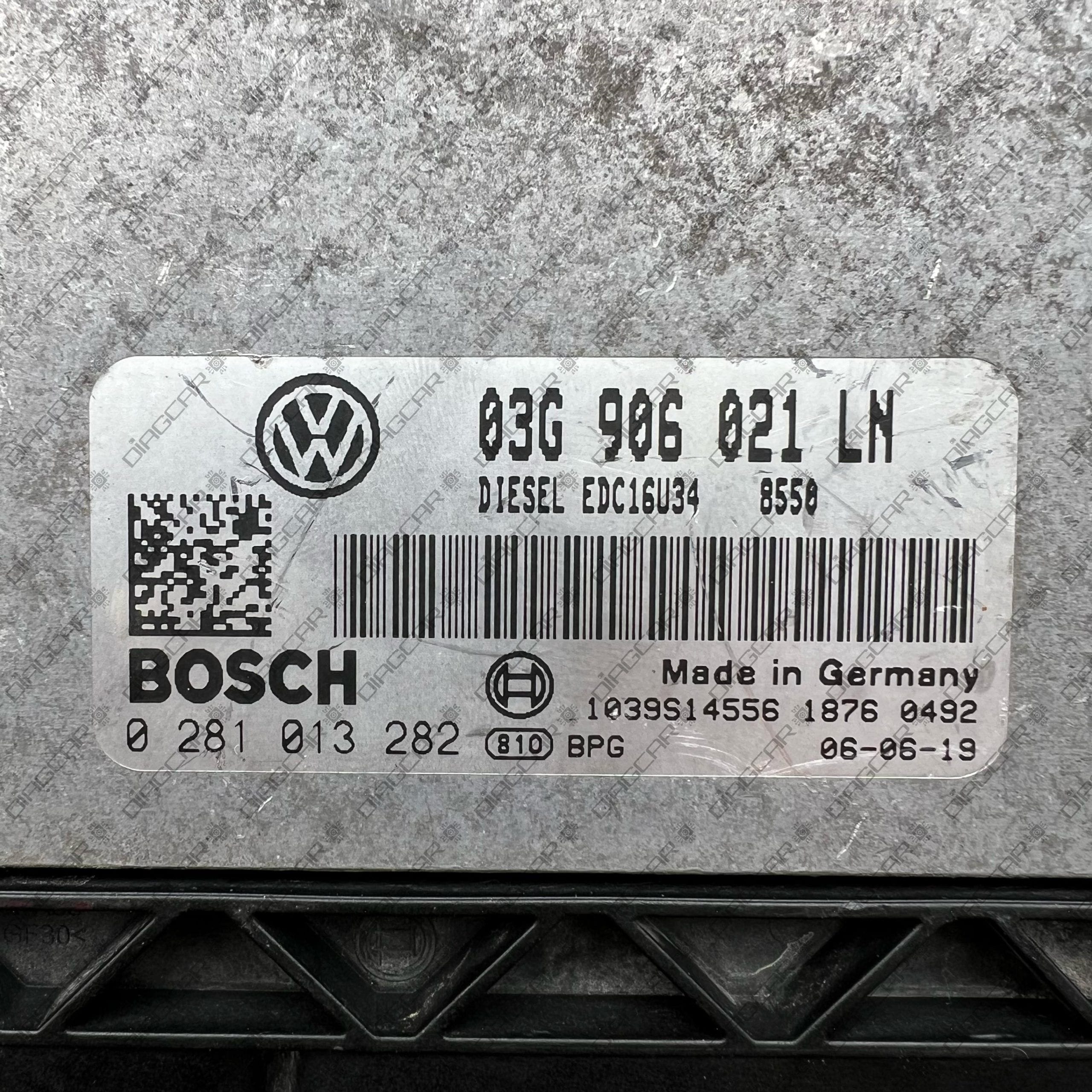 SEAT ALTEA 1896cc 77kw BXE 2006 03G906021LN BOSCH EDC16U34 0281013282 FOTO ETIQUETA by DIAGCAR