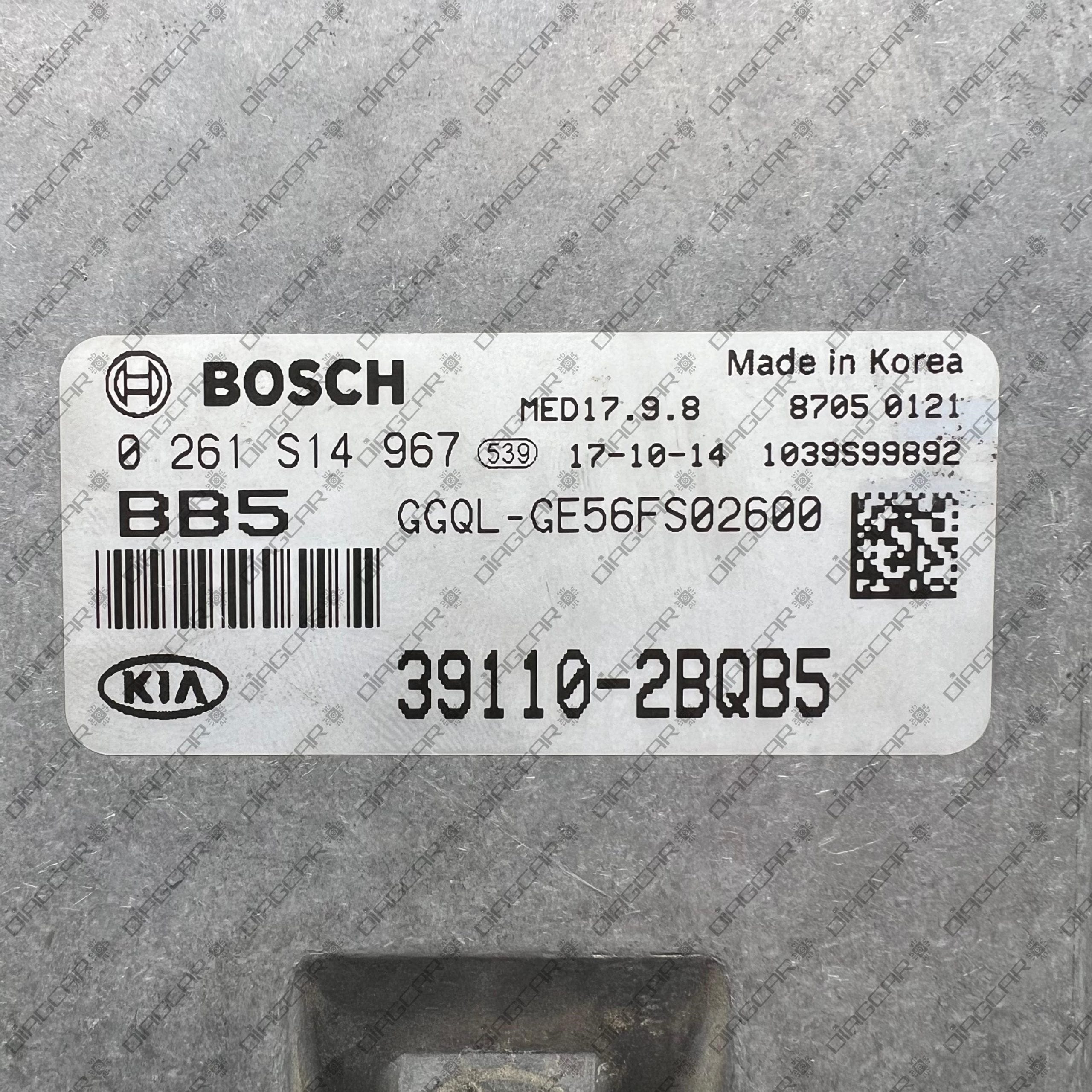 KIA SPORTAGE 1591cc 97kw G4FD 2017 39110-2BQB5 BOSCH MED17.9.8 0261S14967 FOTO ETIQUETA by DIAGCAR