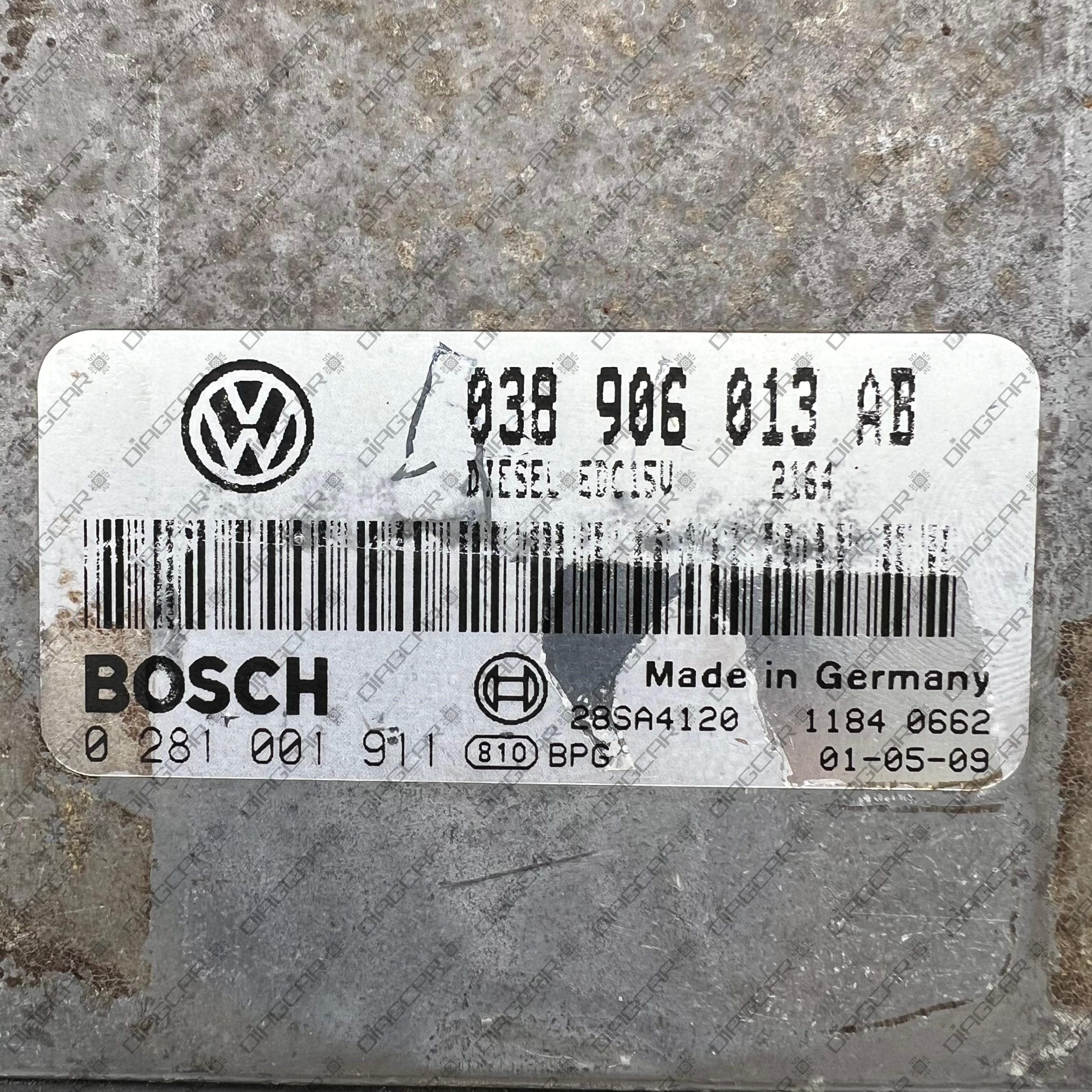 SEAT IBIZA 1900cc SDI 50kw AQM 2001 038906013AB BOSCH EDC15V 0281001911 EEPROM 24C02 FOTO ETIQUETA by DIAGCAR