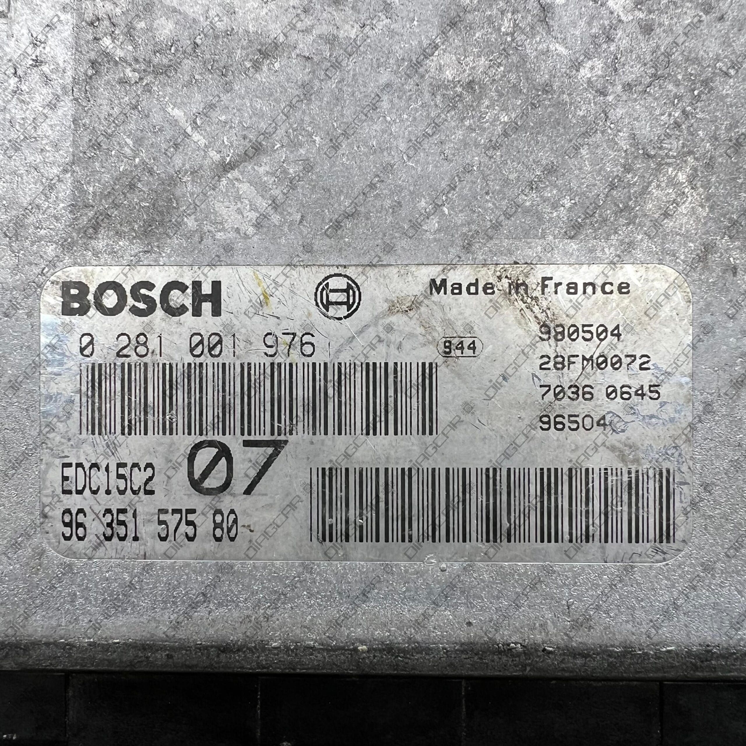CITROEN XSARA 1997cc 66kw RHY 1998 9635157580 BOSCH EDC15C2 1-CLEMA 0281001976 FOTO ETIQUETA by DIAGCAR