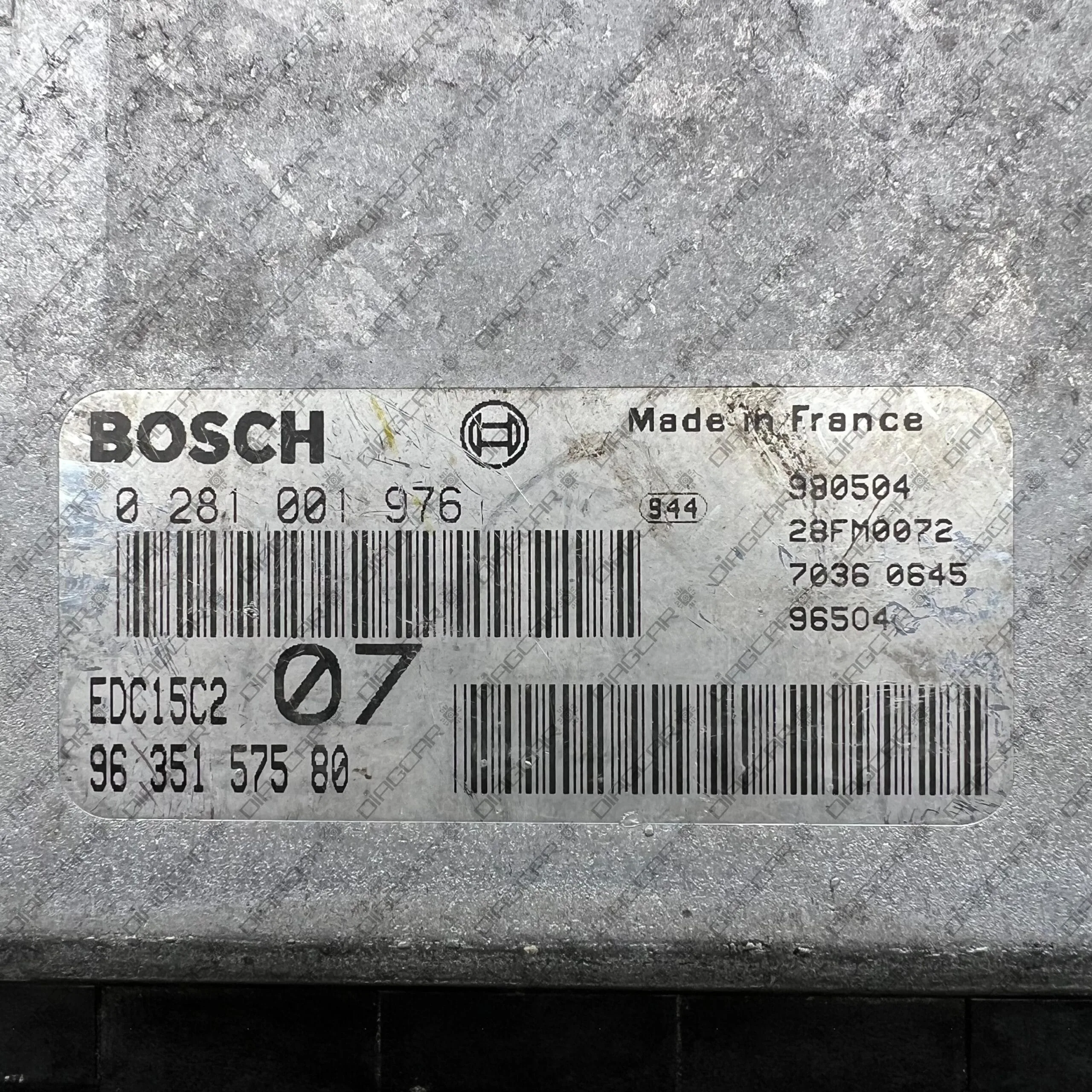 CITROEN XSARA 1997cc 66kw RHY 1998 9635157580 BOSCH EDC15C2 1-CLEMA 0281001976 FOTO ETIQUETA by DIAGCAR