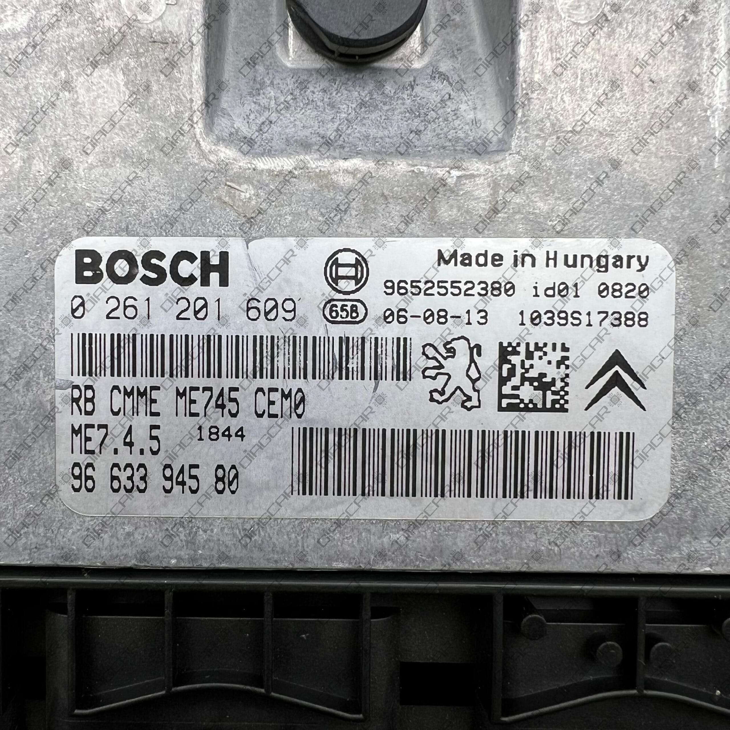 CITROEN C4 1600cc 80KW NFU 2006 9663394580 BOSCH ME7.4.5 0261201609 FOTO ETIQUETA by DIAGCAR