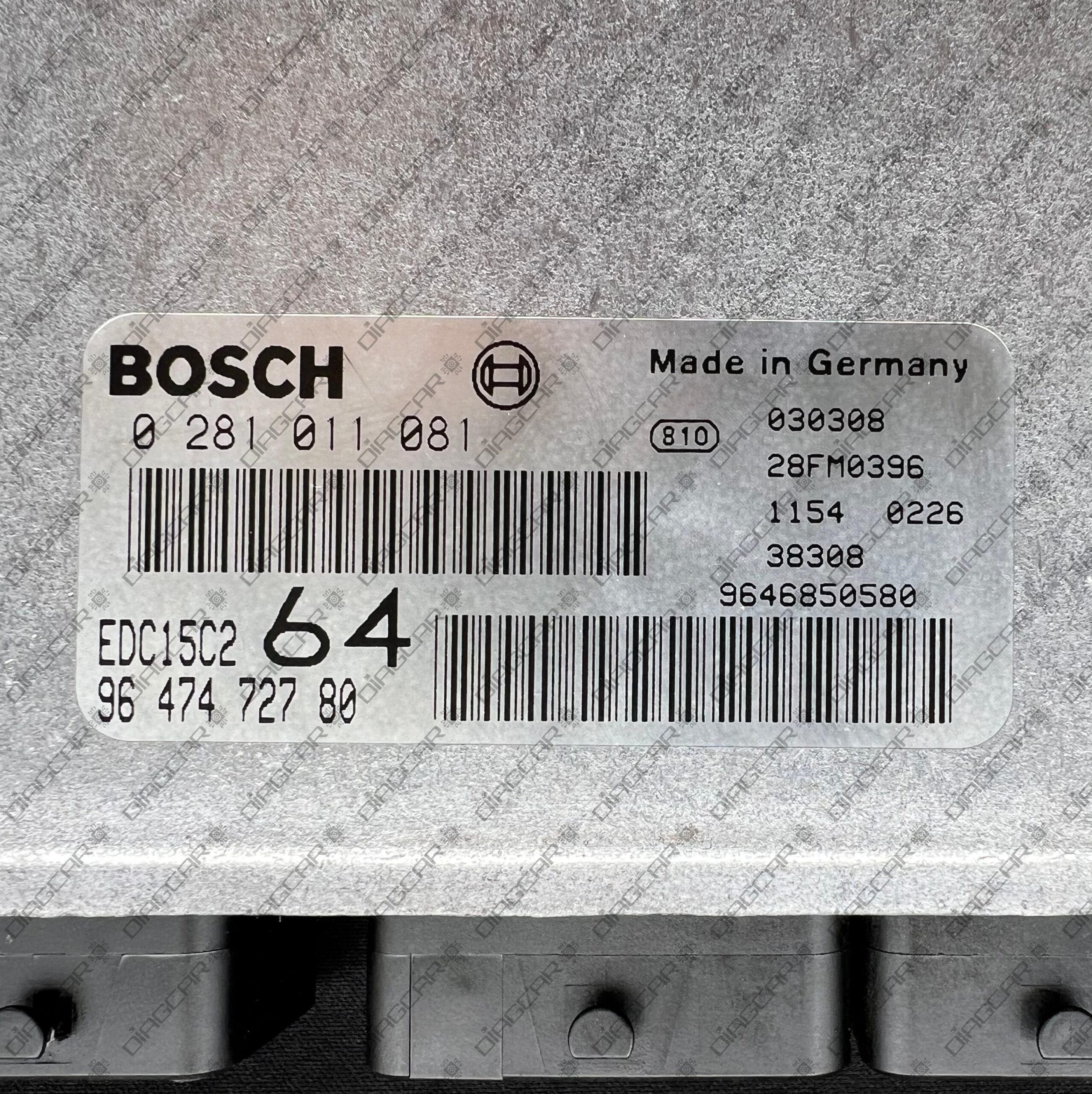 PEUGEOT 307 1997cc 79kw RHS 2003 9647472780 BOSCH EDC15C2 0281011081 FOTO ETIQUETA by DIAGCAR