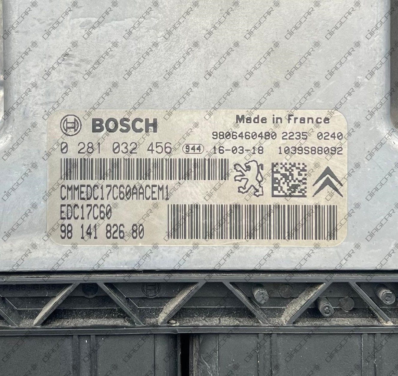 PEUGEOT 208 1560cc 73kw BH02 2016 9814182680 BOSCH EDC17C60 0281032456 FOTO ETIQUETA by DIAGCAR