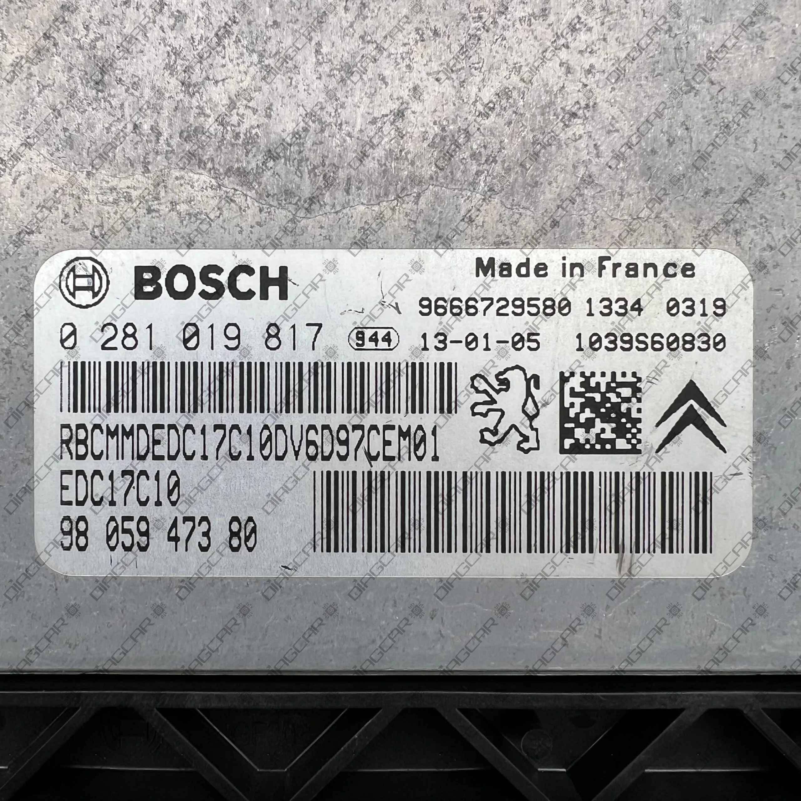 PEUGEOT PARTNER 4x4 1560cc 68kw 9HP 2013 9805947380 BOSCH EDC17C10 0281019817 FOTO ETIQUETA by DIAGCAR