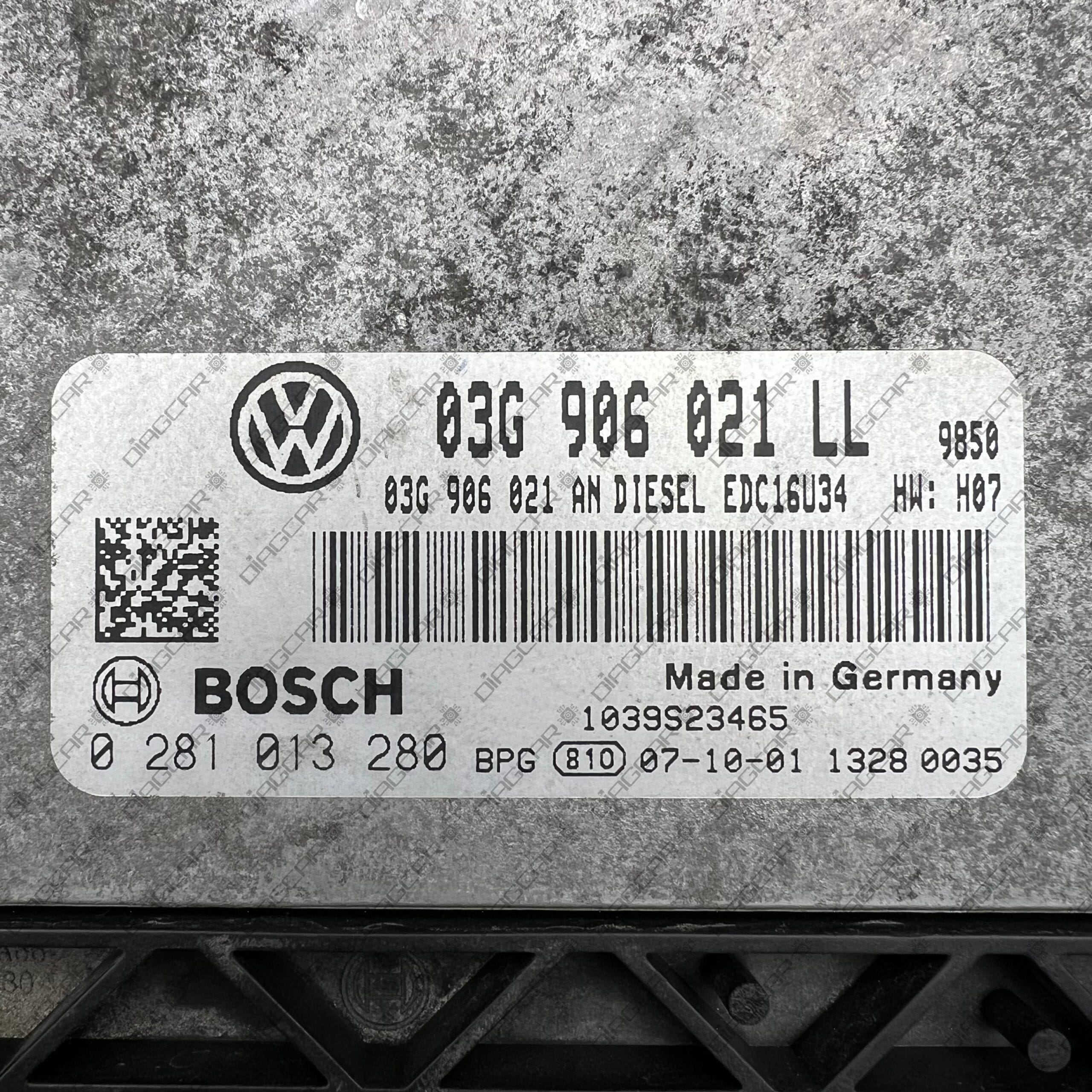 SEAT LEON 1968cc 103kw BKD 2007 03G906021LL BOSCH EDC16U34 0281013280 FOTO ETIQUETA by DIAGCAR