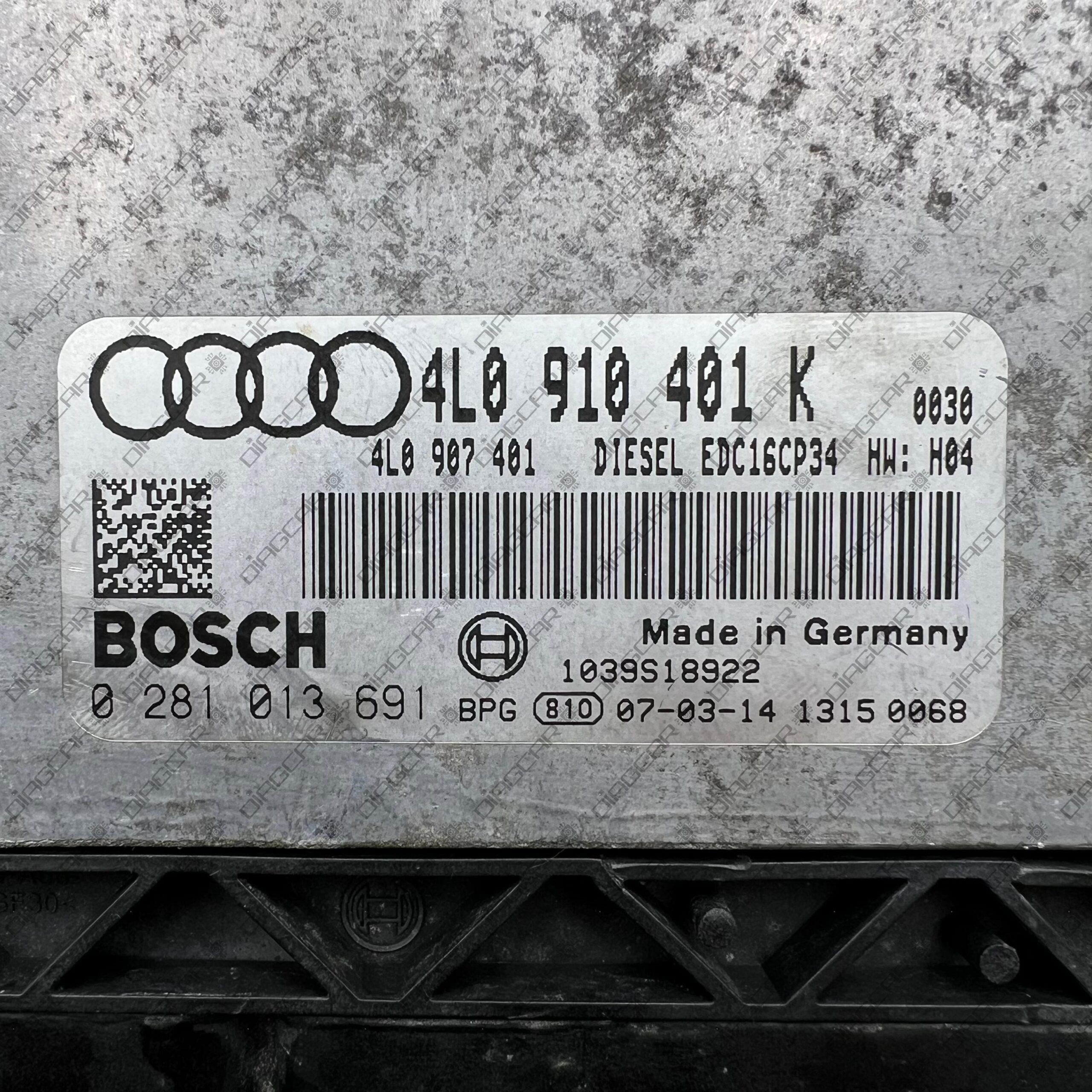 AUDI Q7 2967cc 171kw BUG AUT 4L0910401K BOSCH EDC16CP34 0281013691 FOTO ETIQUETA by DIAGCAR